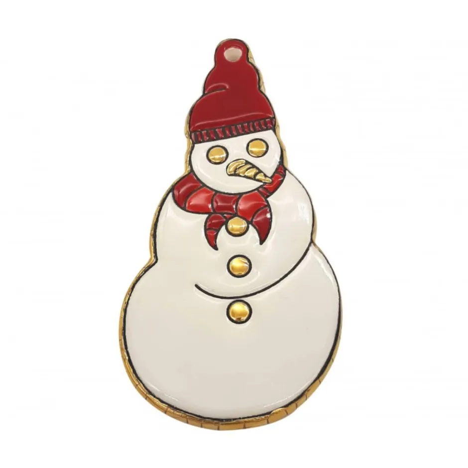 New Ornement Noël Bonhomme de Neige Émaux de Longwy Décorations De Noël|Ornements Cristal