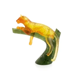 Panthère ambre sur arbre daum Bestiaire|Animaux Cristal