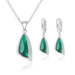 New Parure pendentif + boucles d’oreilles noces d’emeraude Pendentifs Cristal|Pendentifs