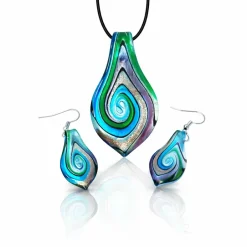 Parure pendentif + boucles d’oreilles noces turquoise Boucles D’Oreilles Cristal|Boucles D’Oreilles