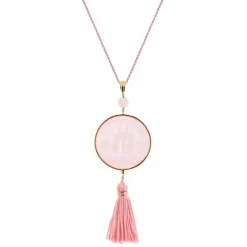 Pendentif aréthuse rond rose Lalique Pendentifs Cristal|Pendentifs