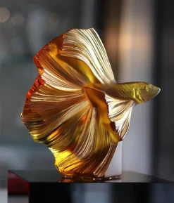 Sale Poissons combattants pm lalique Sculptures Et Figurines|Animaux Cristal
