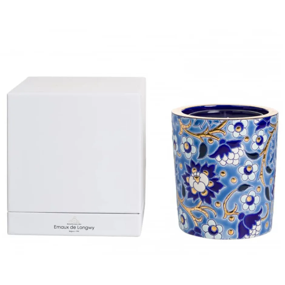 New Pot à bougie bleu Héritage Émaux de Longwy Coupes & Photophores|Photophores, Bougeoirs Cristal