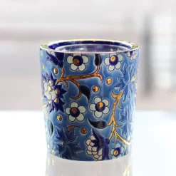 New Pot à bougie bleu Héritage Émaux de Longwy Coupes & Photophores|Photophores, Bougeoirs Cristal