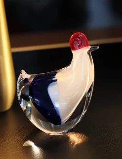 Hot Poule cristal blanc et bleu Bestiaire|Animaux Cristal