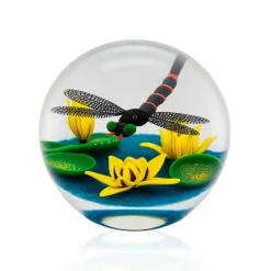 New Presse-papier cristal libellule noire Mickael Hingant Sulfures Cristal|Sulfures, Presse-Papiers Cristal