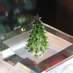 New Sapin vert miniature verre au chalumeau Décoration|Figurines Miniature Cristal