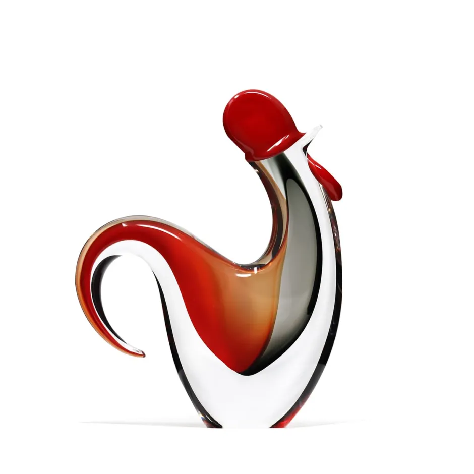 Hot Sculpture coq cristal rouge noir Bestiaire|Animaux Cristal