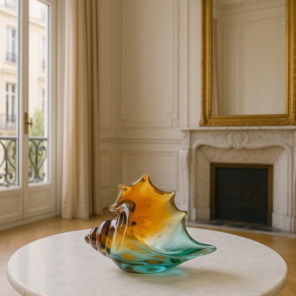Hot Sculpture coquillage conque turquoise pm Bestiaire|Sculptures Cristal