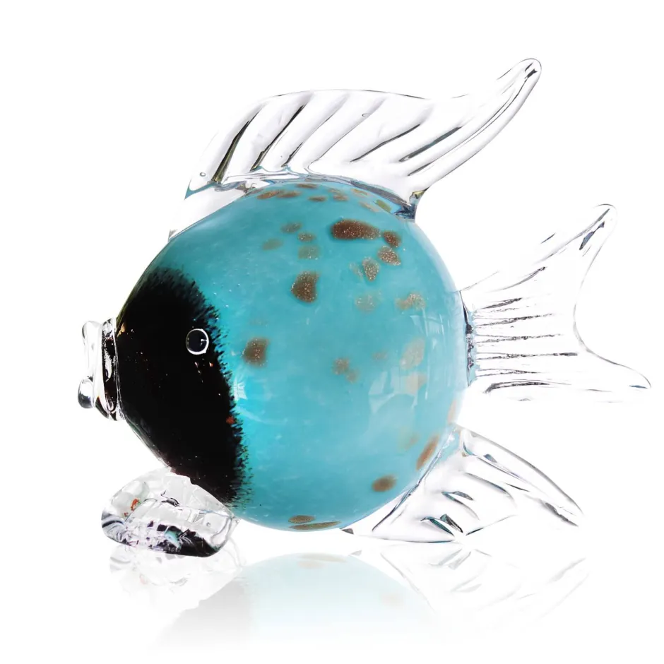 Discount Sculpture poisson Néréide brun & turquoise Animaux Cristal|Bestiaire