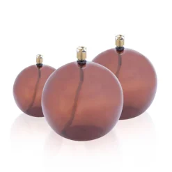 Sale Set 3 lampes à huile sphère couleur cognac Coupes, Coupelles Et Photophores|Lampes Cristal