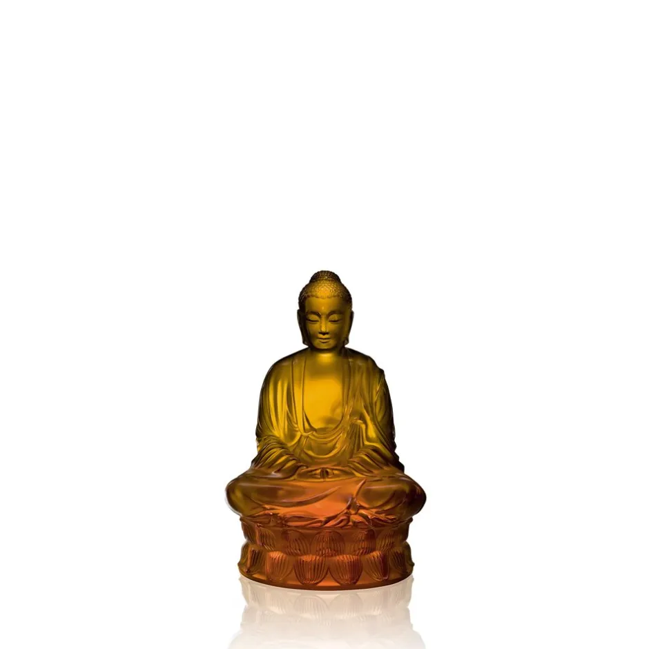 Online Statuette petit bouddha ambre lalique Sculptures Cristal|Sculptures Et Figurines