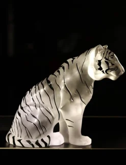 New Tigre assis émaillé noir lalique Sculptures Et Figurines|Bestiaire