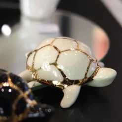Clearance Tortue porte-bonheur ivoire & or Émaux de Longwy Animaux|Animaux Cristal