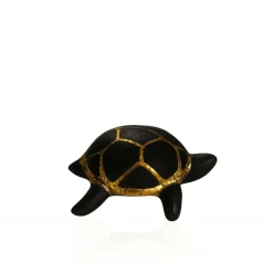 Tortue porte-bonheur noir & or Émaux de Longwy Faïence De Longwy|Animaux