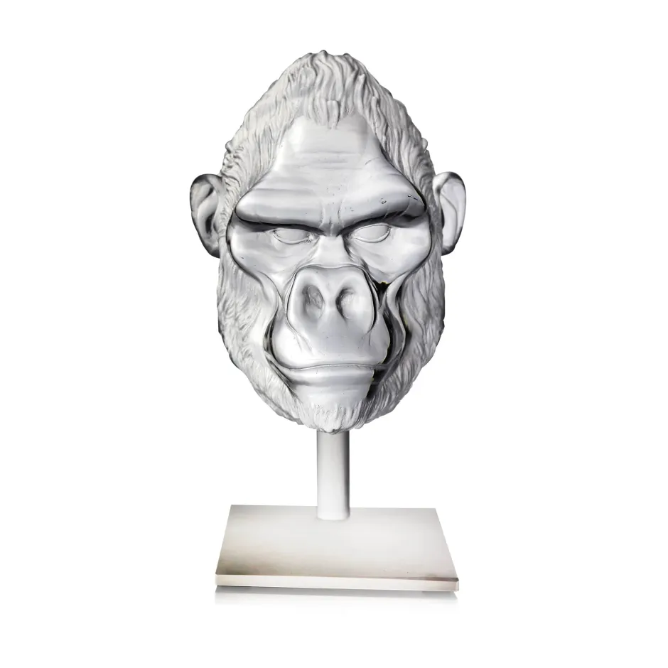 Sale Tête de Gorille poli pâte de cristal par Loïc Ortega Éditions D’Art Cristal|Bestiaire