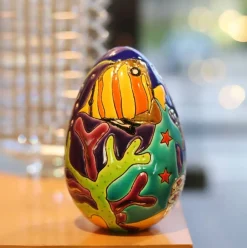 Discount Œuf aqua tropicale Émaux de Longwy Sulfures, Presse-Papiers Cristal|Œufs