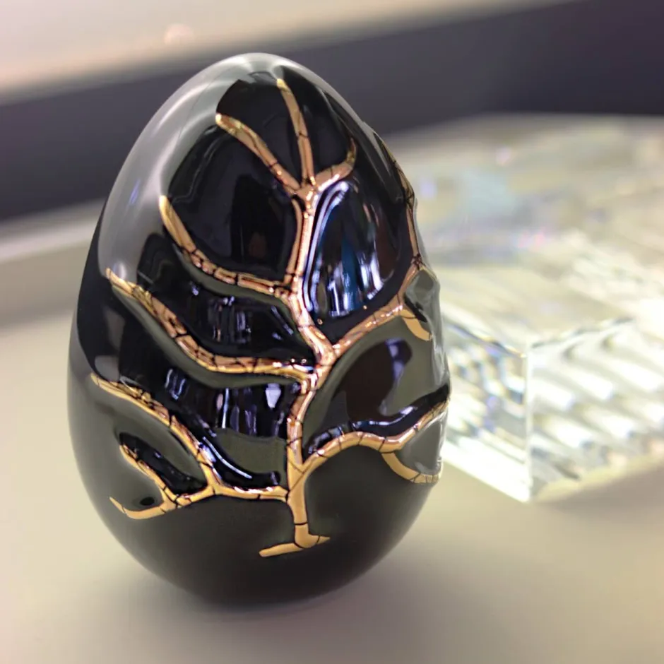 New Œuf coraux noir Émaux de Longwy Sulfures, Presse-Papiers Cristal|Œufs