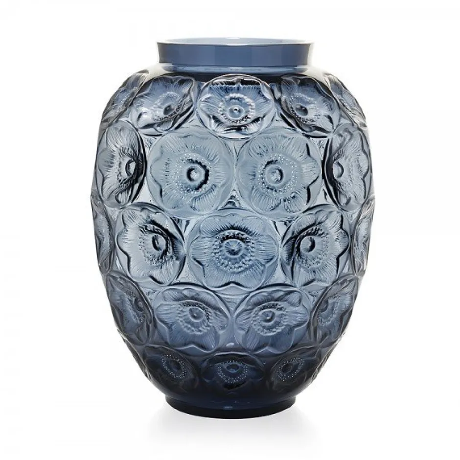 Clearance Vase anémones gm bleu lalique Vases|Vases Cristal Couleur