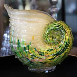 Sale Vase coquillage cristal vert anis Vases|Vases Cristal Couleur