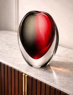 Outlet Vase cristal ovale rouge gris Vases