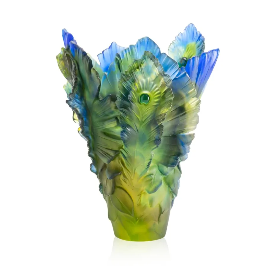 Outlet Vase fleur de paon exotique gm Daum Vases|Vases Cristal Couleur