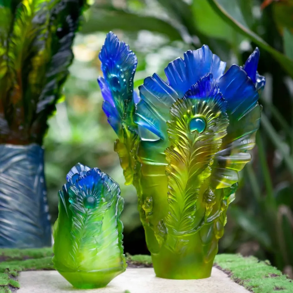 Outlet Vase fleur de paon exotique gm Daum Vases|Vases Cristal Couleur