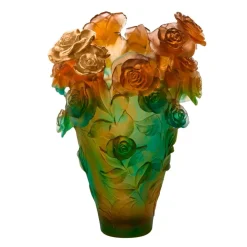 Clearance Vase magnum rose passion vert orange bouquet or daum Vases|Vases Cristal Couleur
