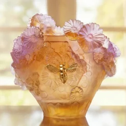 Online Vase moyen modèle Or d’Abeille Daum Vases Cristal Couleur|Vases
