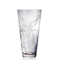 New Vase roni tubulaire gravé main cristal lehrer Vases|Vases Cristal Clair