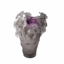Clearance Vase rose gris fleur violette daum Vases|Vases Cristal Couleur