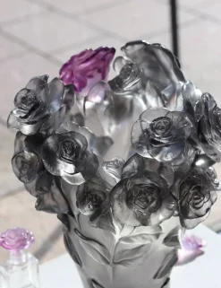 Clearance Vase rose gris fleur violette daum Vases|Vases Cristal Couleur