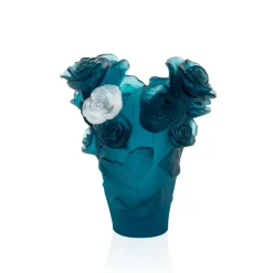 New Vase roses bleu fleur blanche daum Vases|Vases Cristal Couleur