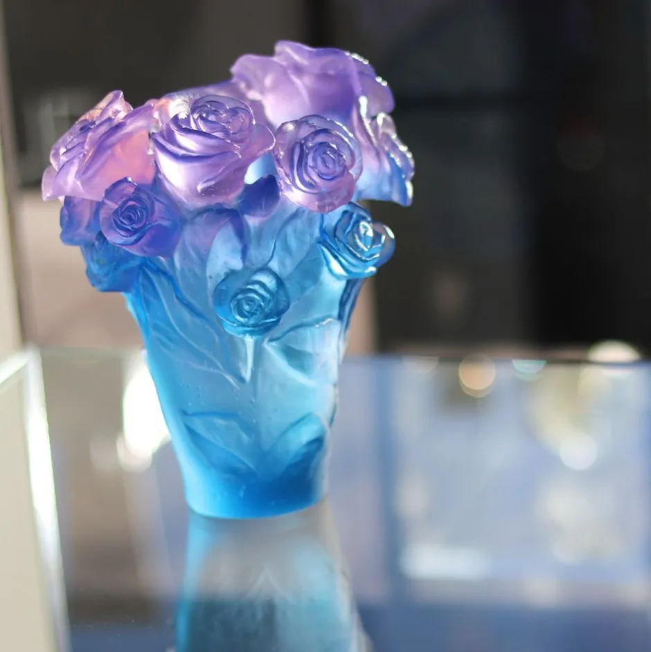 Discount Vase roses bleu mauve daum Vases Cristal Couleur|Vases