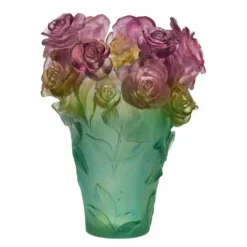 Online Vase roses passion vert rose daum Vases|Vases Cristal Couleur
