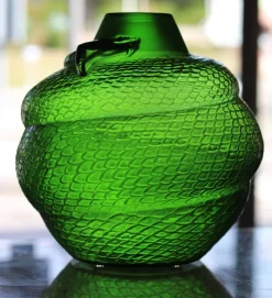 Best Vase serpent vert amazone Lalique Vases|Vases Cristal Couleur