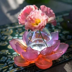 Vase soliflore ambre rose Jardin de lotus Daum Vases|Vases Cristal Couleur