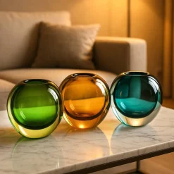 Outlet Vase Tao cristal contemporain vert Vases Cristal Couleur|Vases