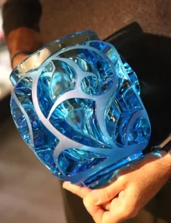 Vase tourbillons bleu clair 999 ex Lalique Vases|Vases Cristal Couleur