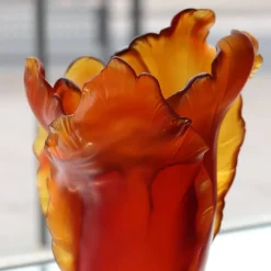 Sale Vase tulipe ambre foncé daum Vases|Vases Cristal Couleur