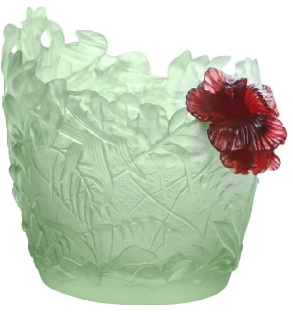 Vase vert rouge hibiscus daum Vases|Vases Cristal Couleur